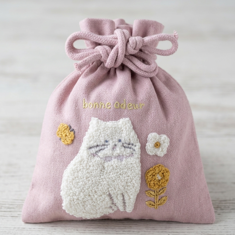 ねこねこもこもこ巾着