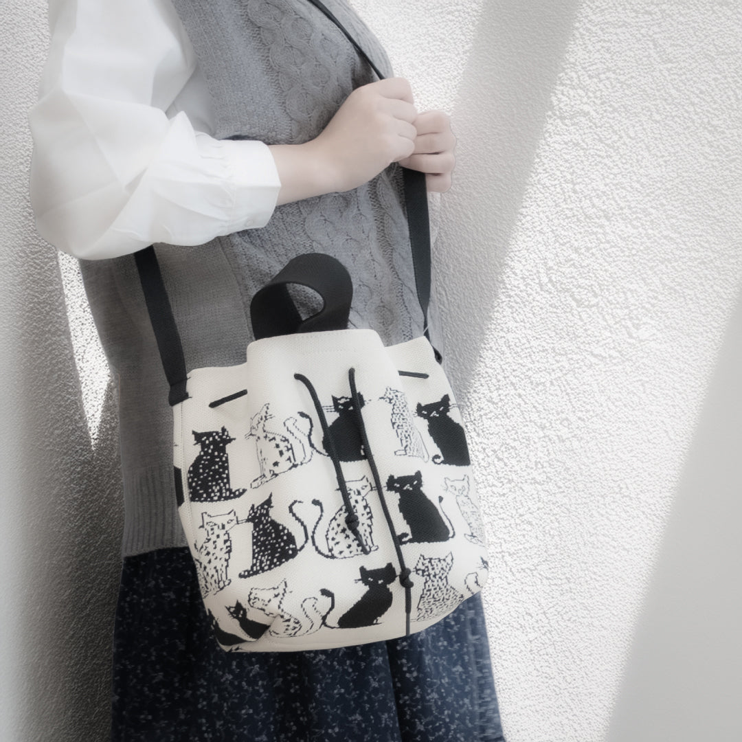 猫柄巾着バッグ