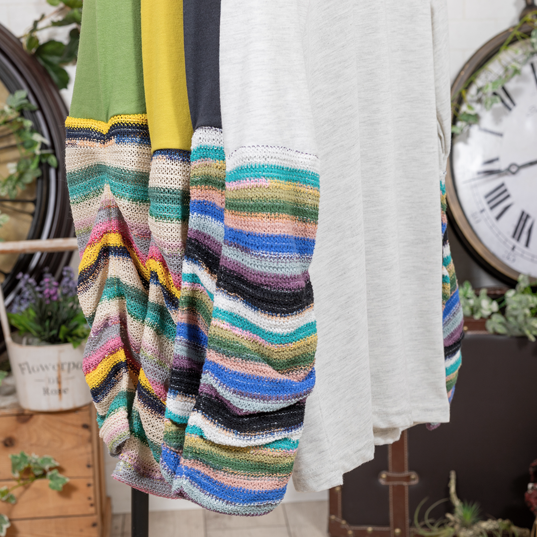 袖ジャガード切り替えカットソー