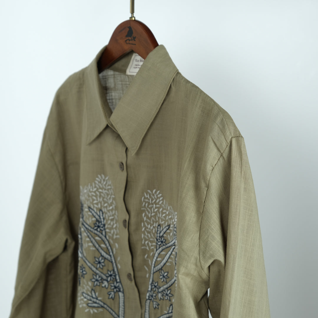 小鳥刺しゅうロングブラウス (8234265116804)