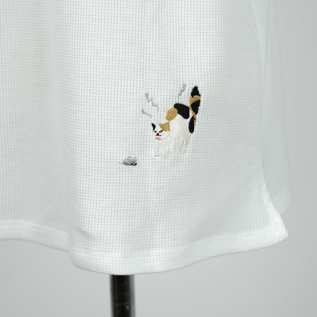 ワッフル切替めくれポケット猫Tシャツ (9998350549124)