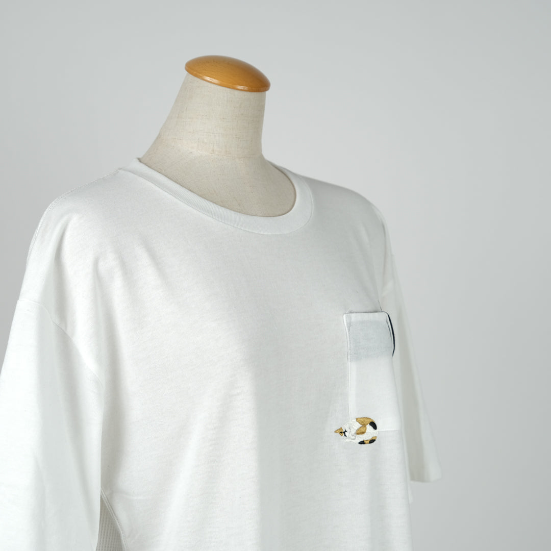 ワッフル切替めくれポケット猫Tシャツ (9998350549124)