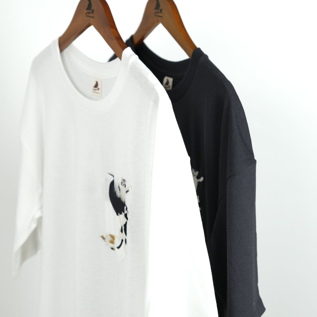 ワッフル切替めくれポケット猫Tシャツ (9998350549124)