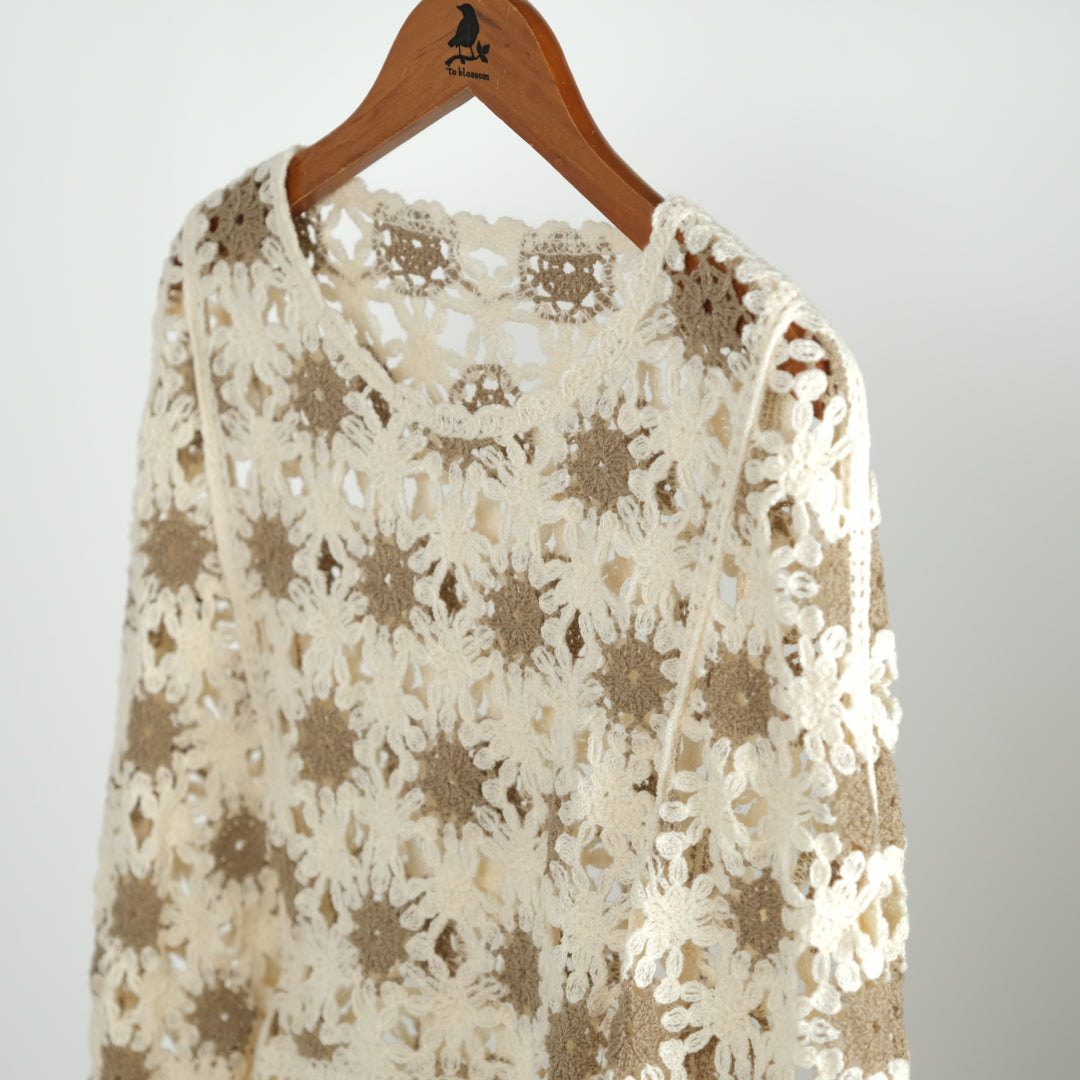 フラワーモチーフポンチョ (10000596467844)