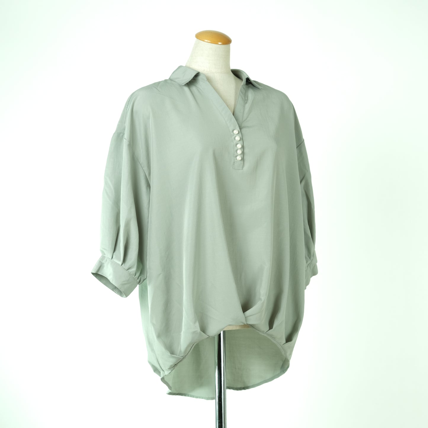パールボタンスキッパー7分タケノコシャツ (10000596992132)