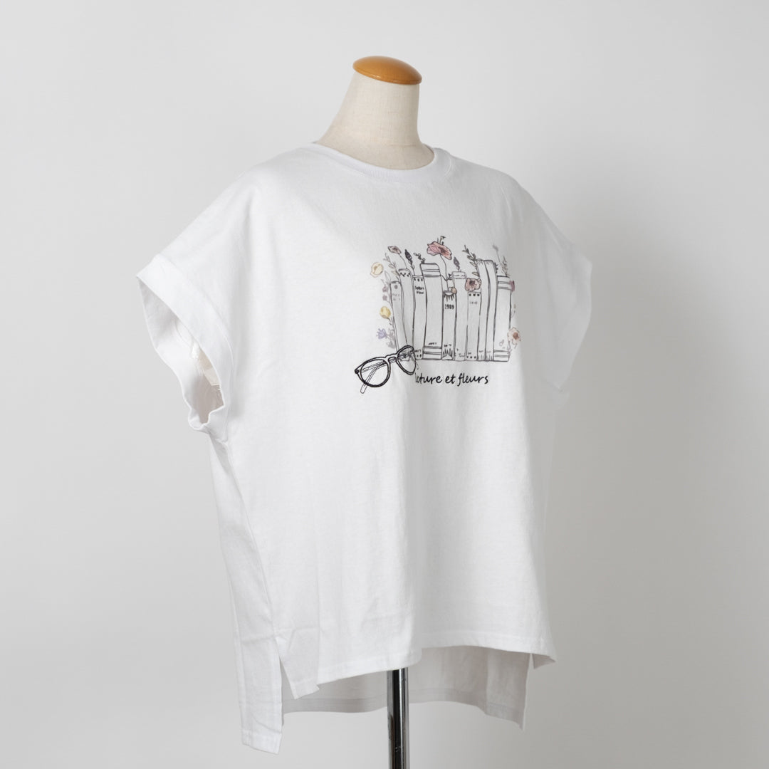 本とお花Tシャツ (10027373920388)