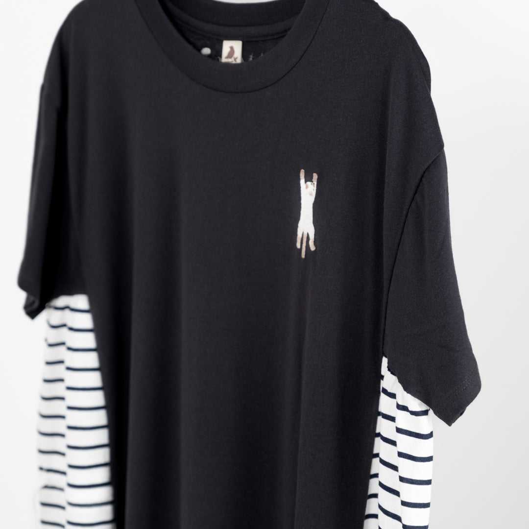 配色脇ボーダーカットワンピース (10032824877188)