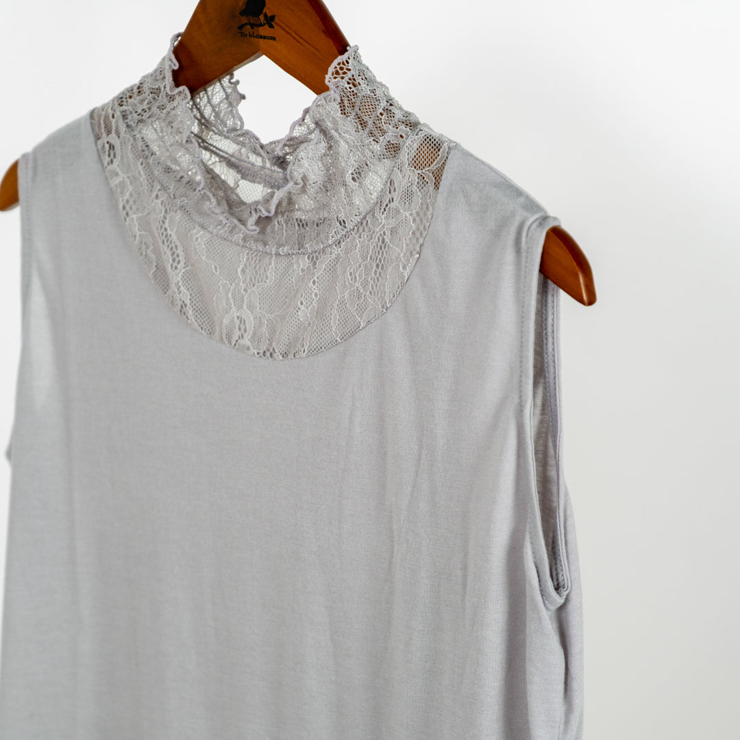 レース切替ギャザーノースリーブタンクトップ (10078382817412)