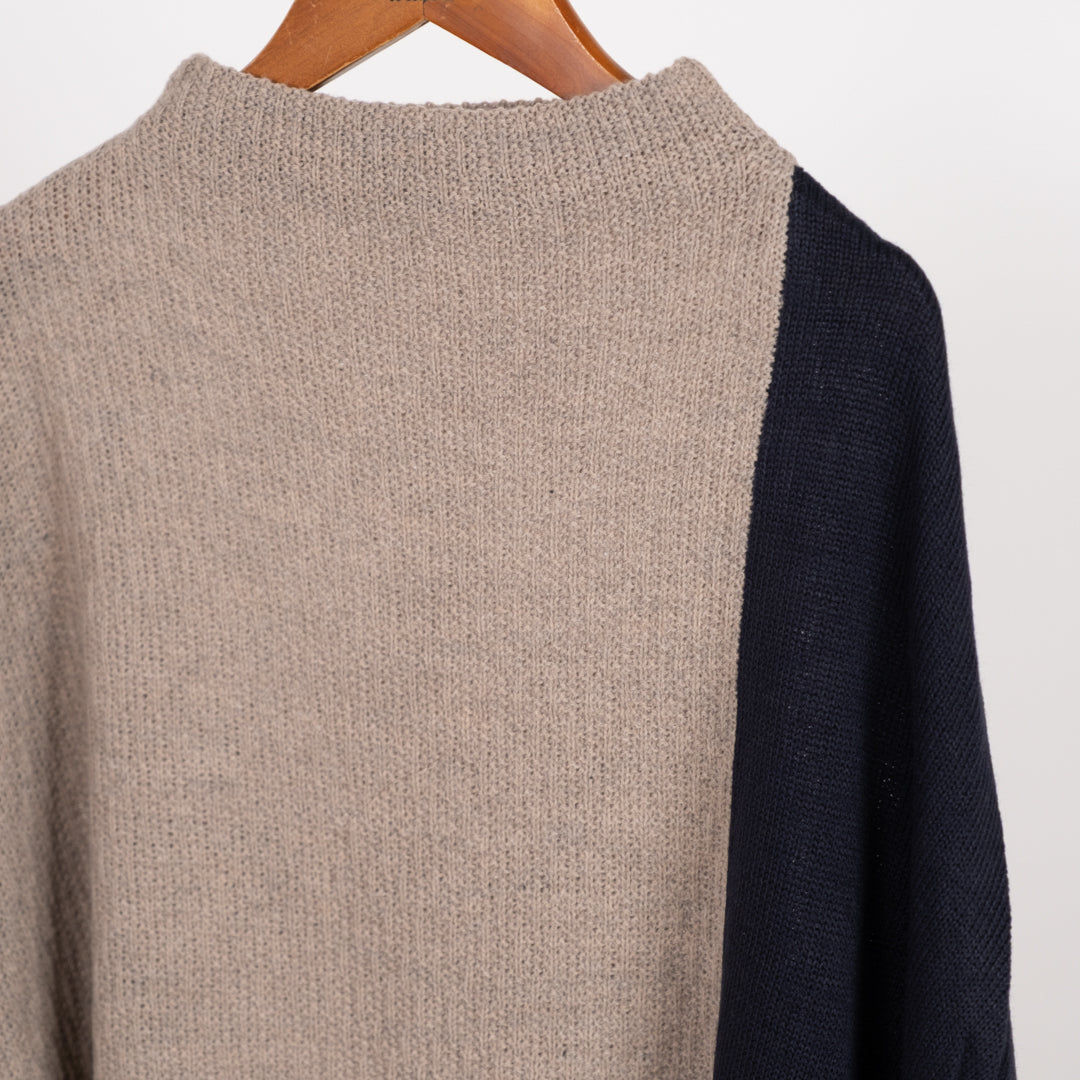 ボトルネックコクーンバイカラーチュニック