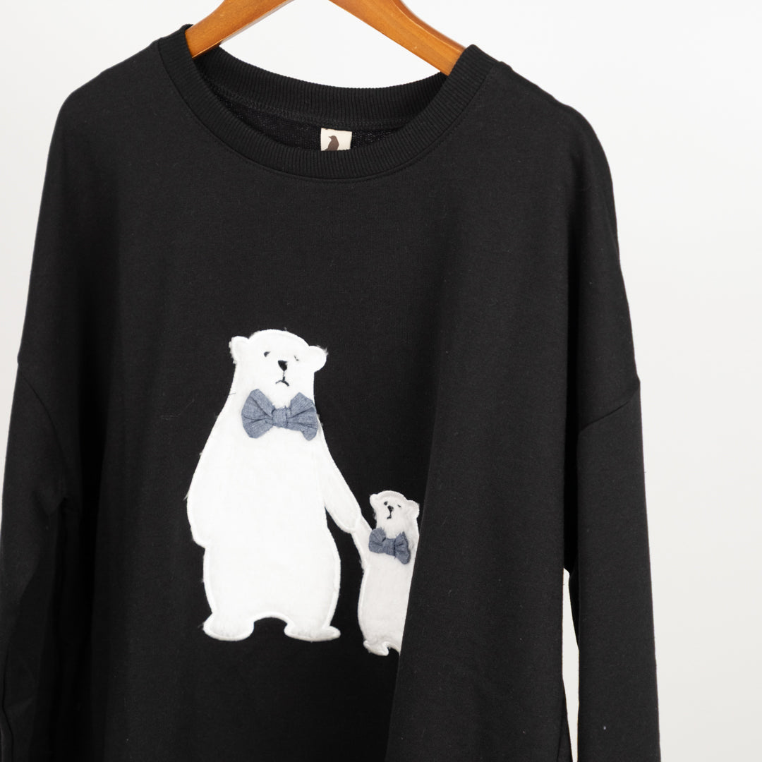 裏毛くまアップリケプルオーバー
