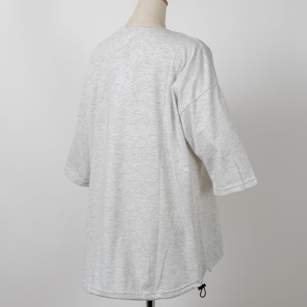 ステッチ刺しゅう猫七分Tシャツ (10127085437060)