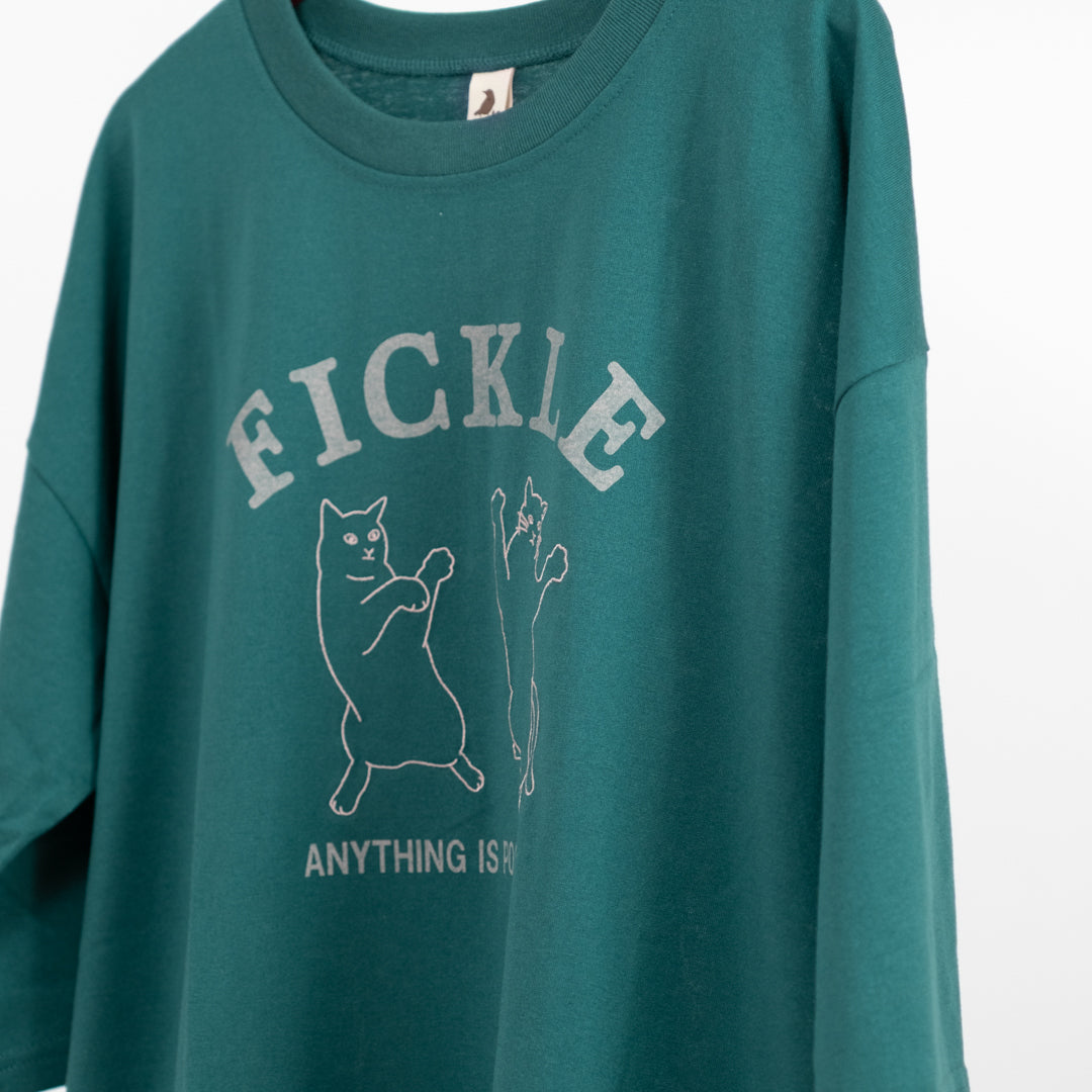 ステッチ刺しゅう猫七分Tシャツ (10127085437060)