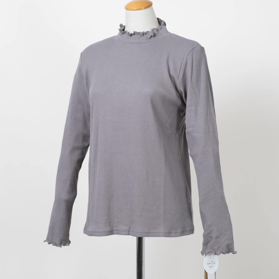 シャーリングギャザーハイネック