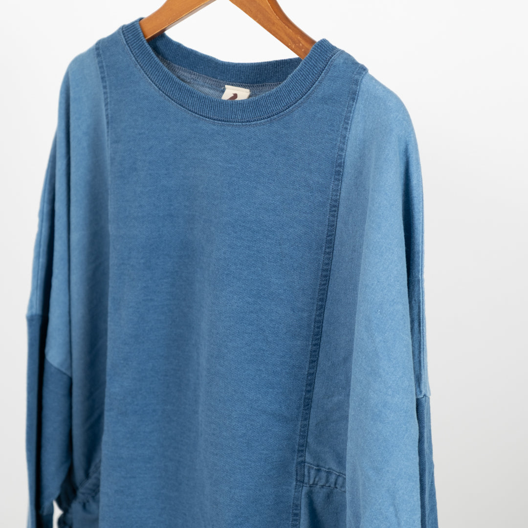 インディゴ裏毛サイドリボンプルオーバー