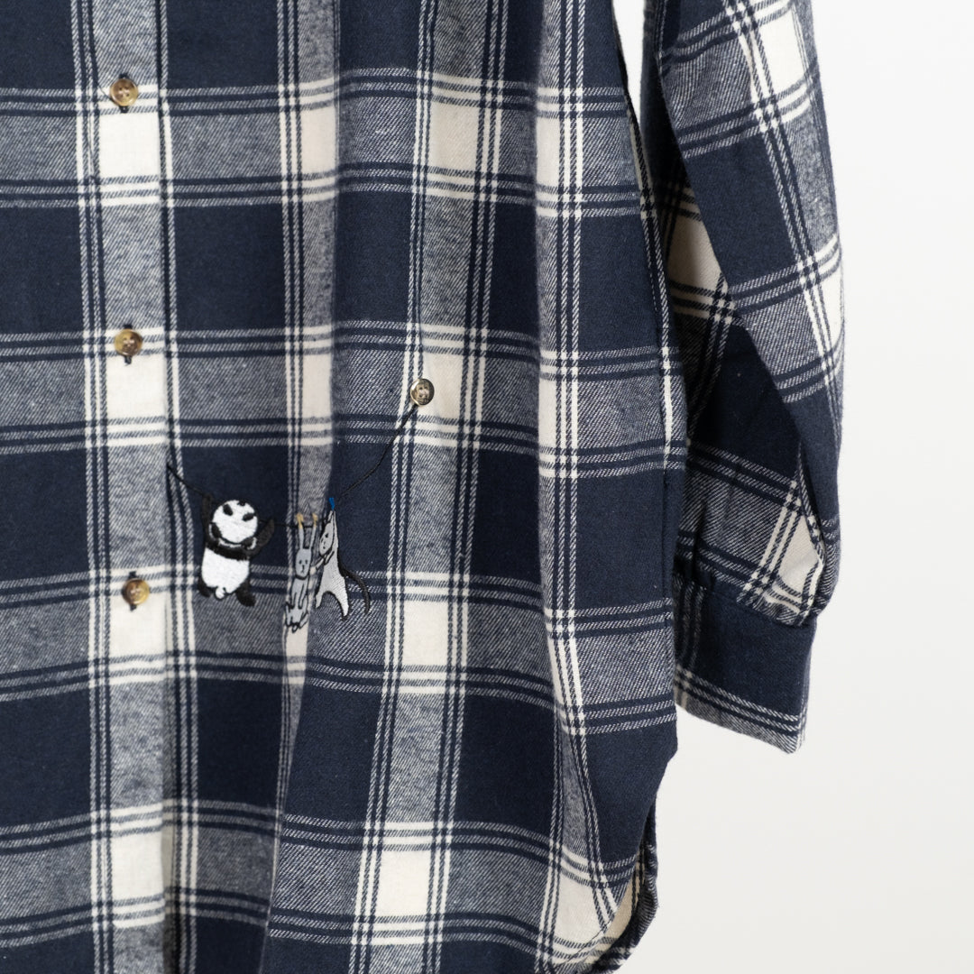 動物刺しゅうビッグシャツ