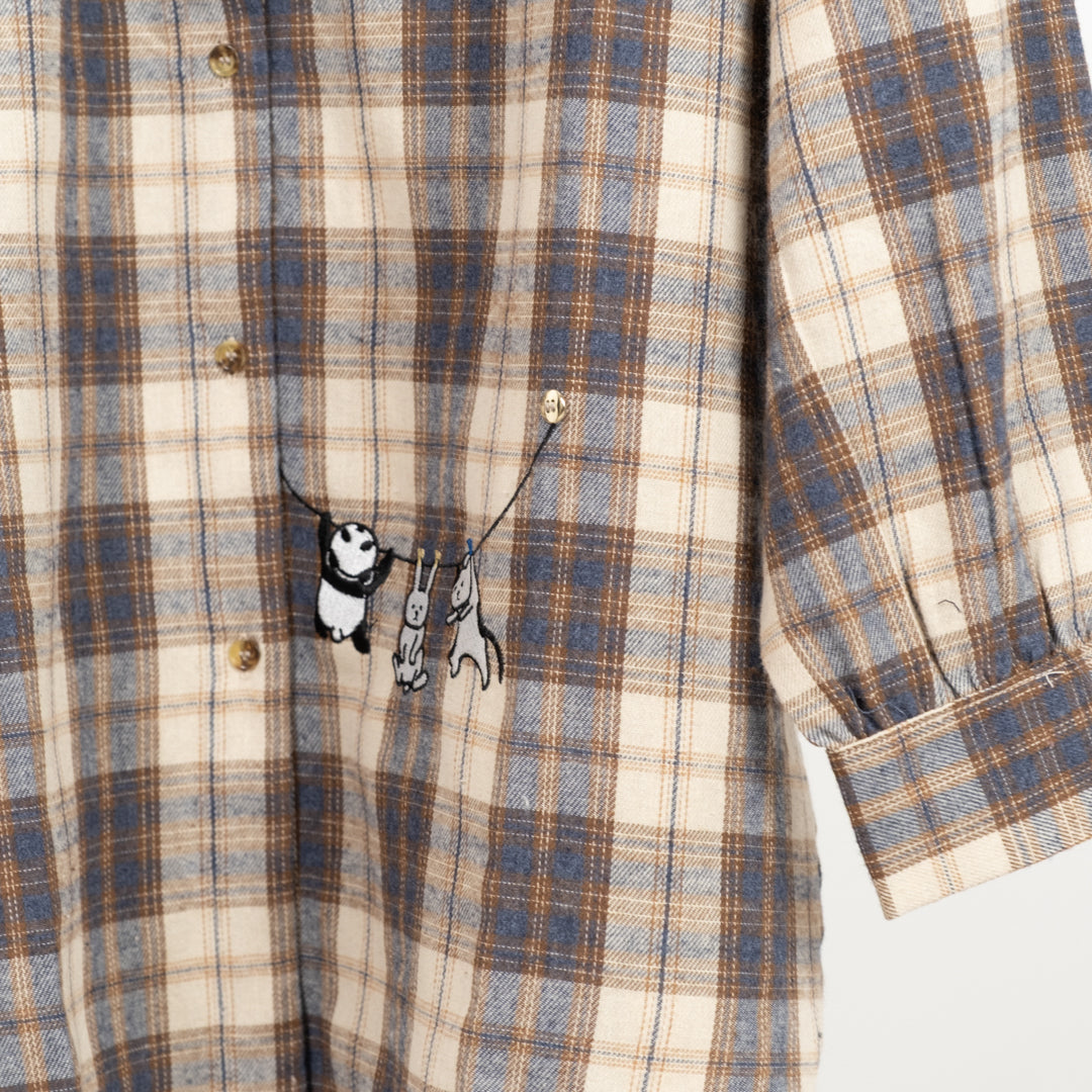 動物刺しゅうビッグシャツ