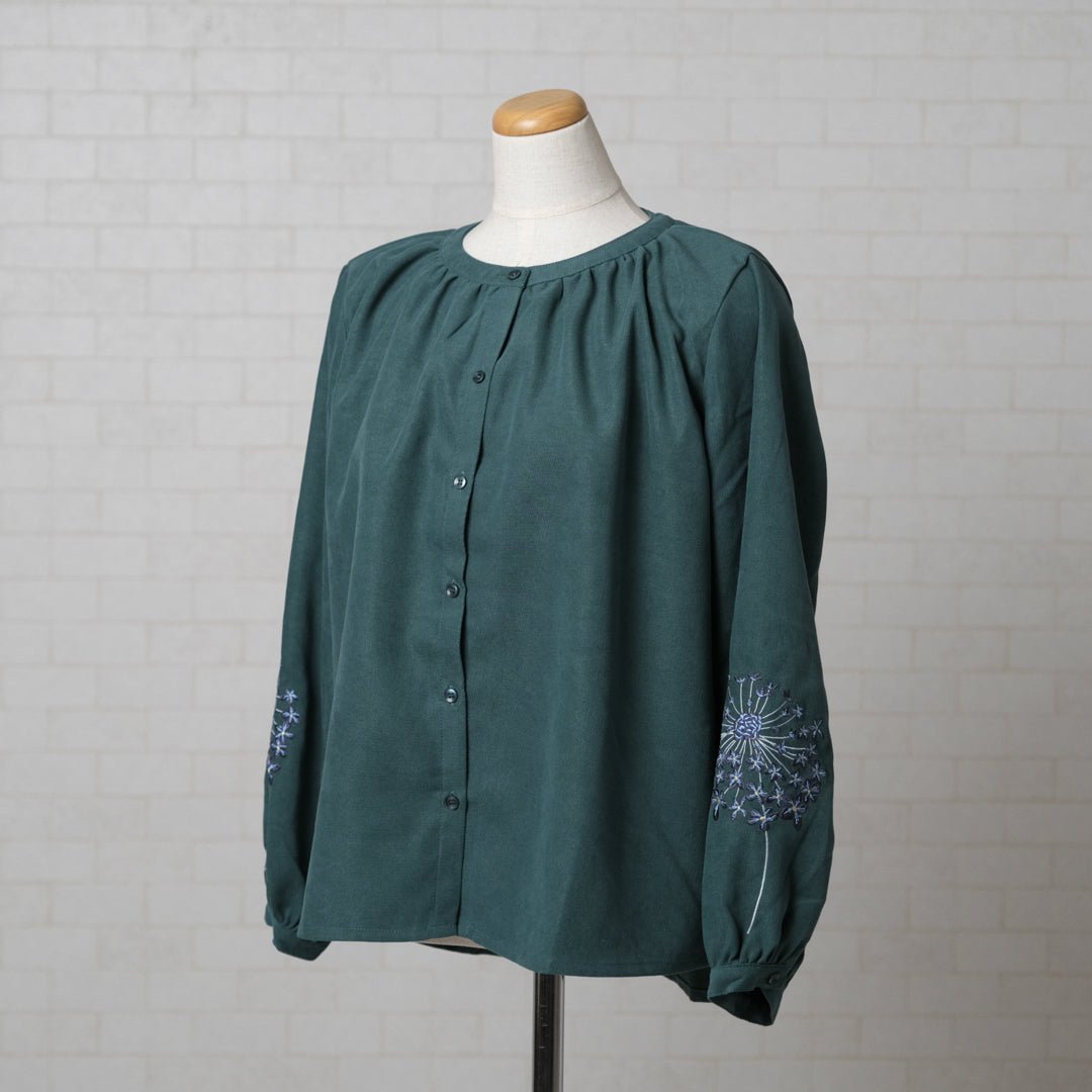 袖に花刺繍の柔らかコールブラウス - to blossom (8181420032132)