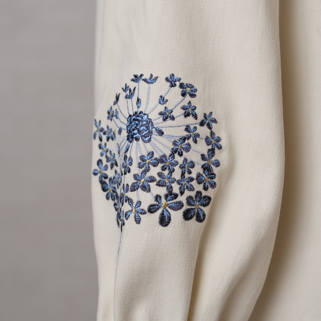袖に花刺繍の柔らかコールブラウス - to blossom (8181420032132)