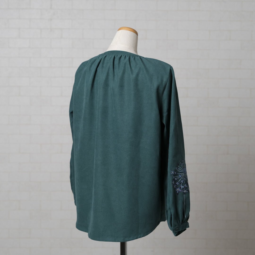 袖に花刺繍の柔らかコールブラウス - to blossom (8181420032132)