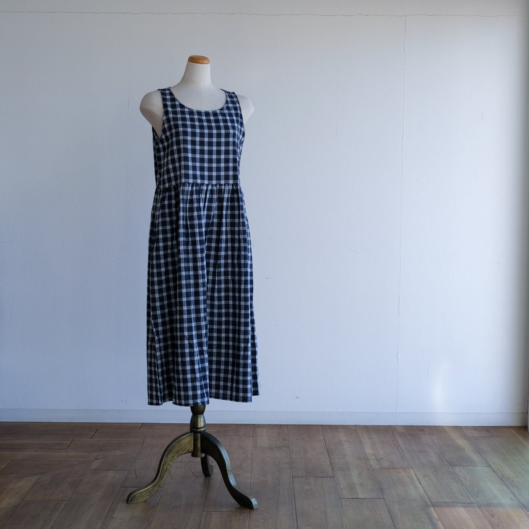 チェックノースリーブワンピース - to blossom (8198987481220)