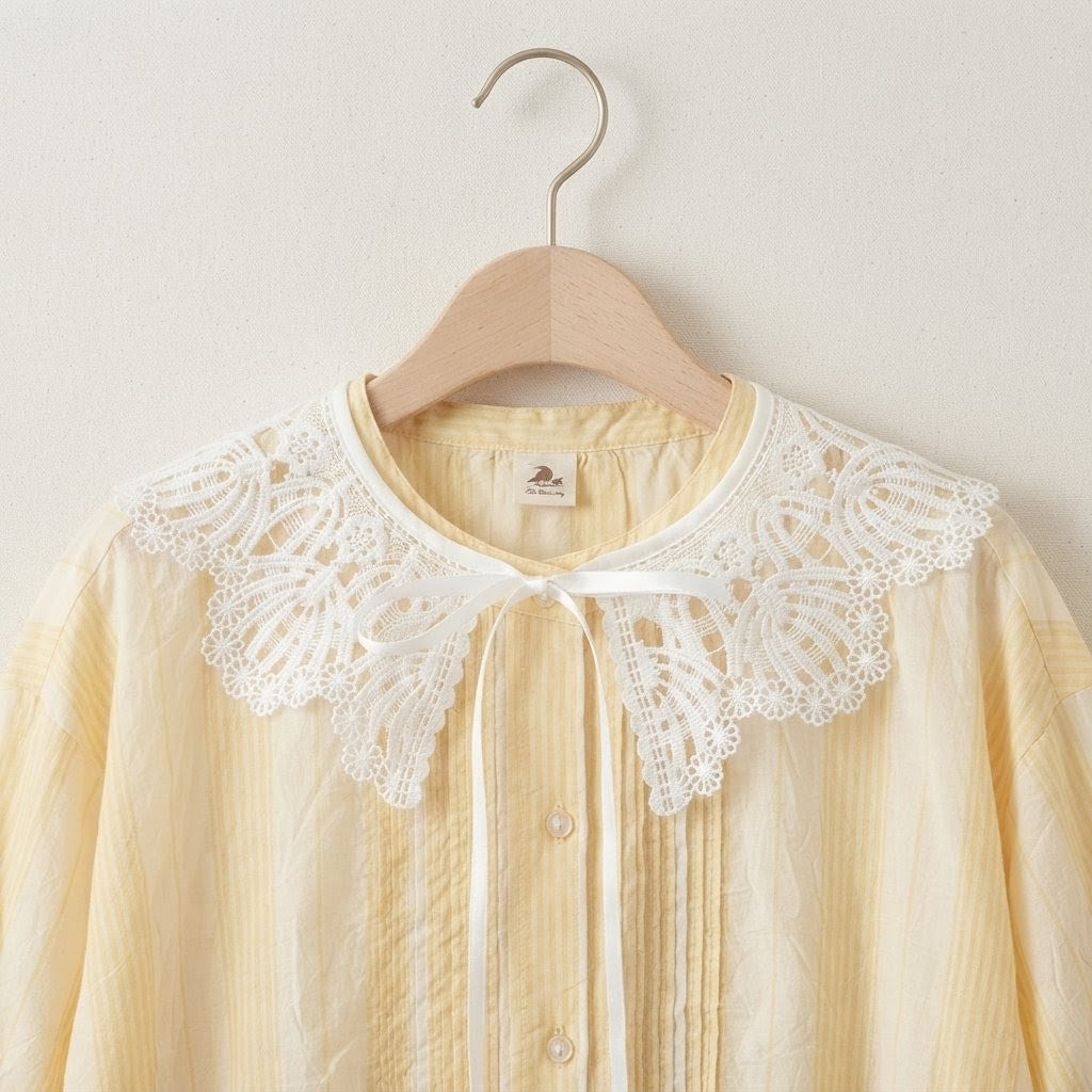 スカラップflower刺繍付け襟