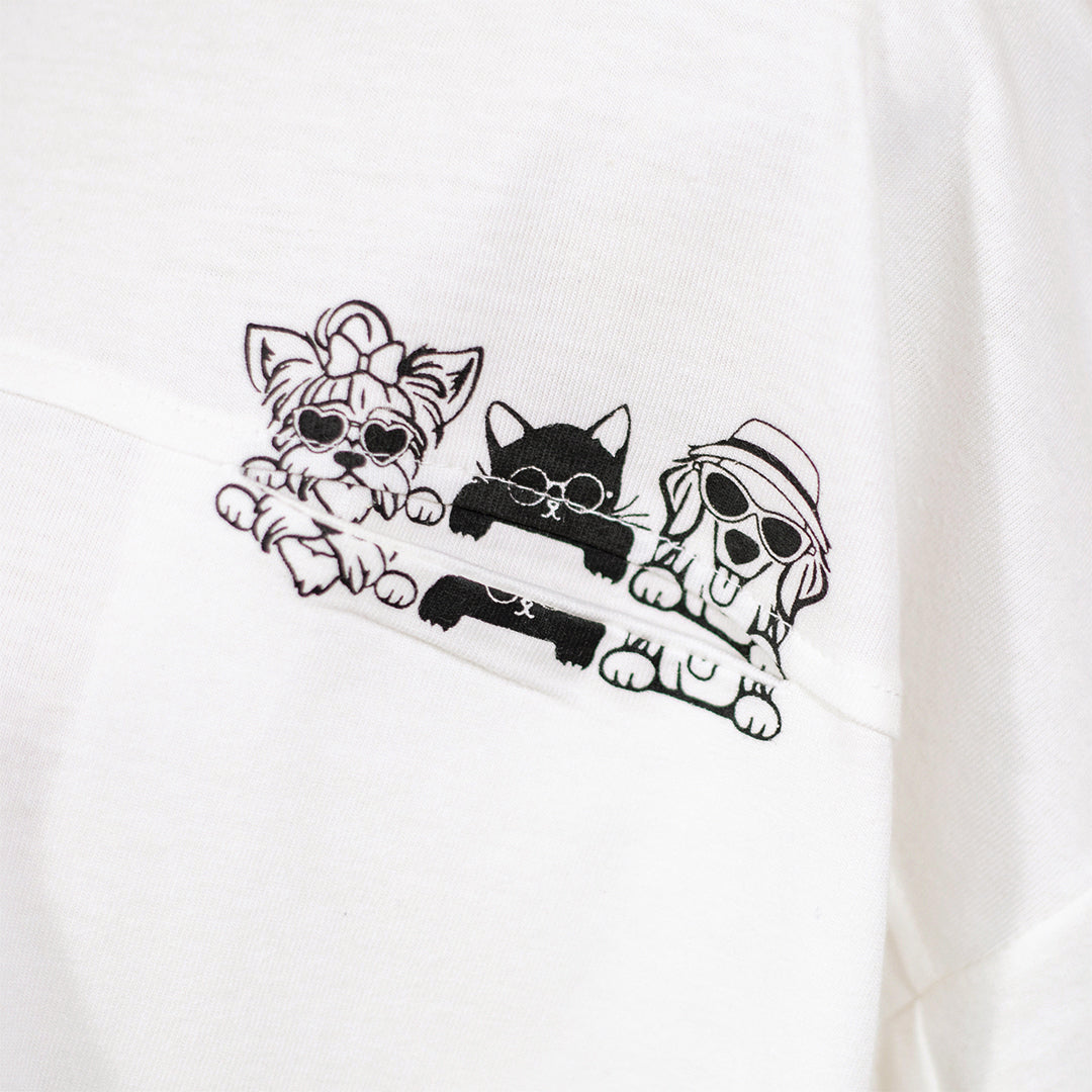 3匹の犬ポケットカラーボタンＴシャツ