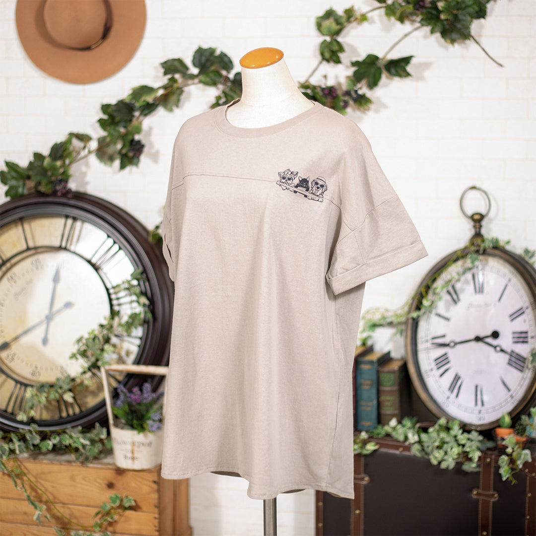 3匹の犬ポケットカラーボタンＴシャツ