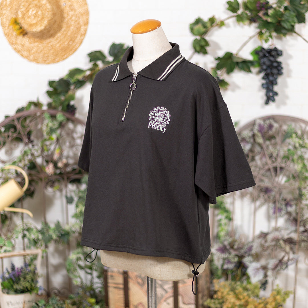 ワンポイントハーフZIPポロ シャツ