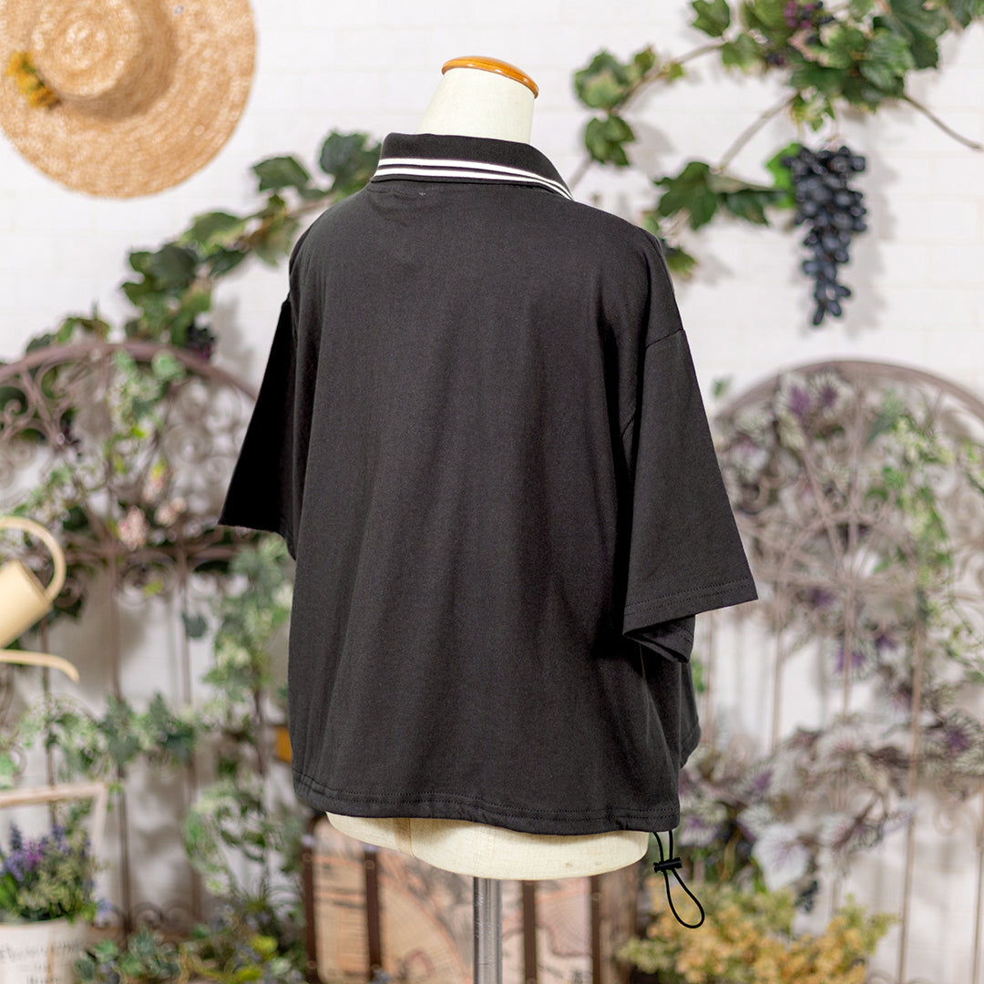 ワンポイントハーフZIPポロ シャツ