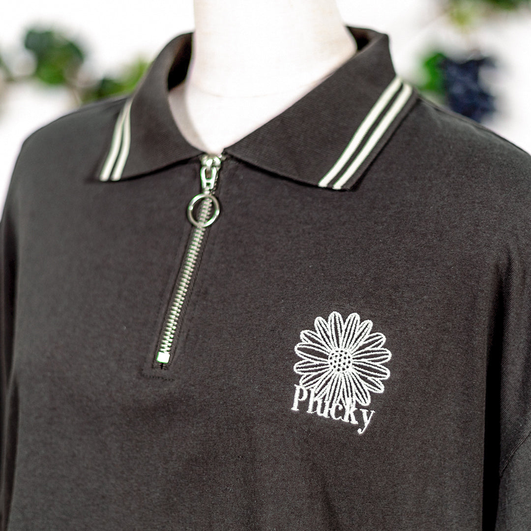 ワンポイントハーフZIPポロ シャツ