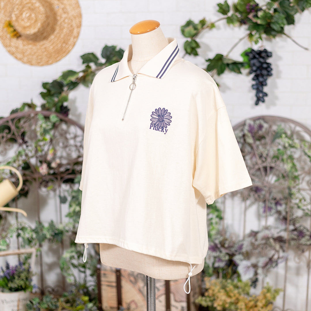 ワンポイントハーフZIPポロ シャツ