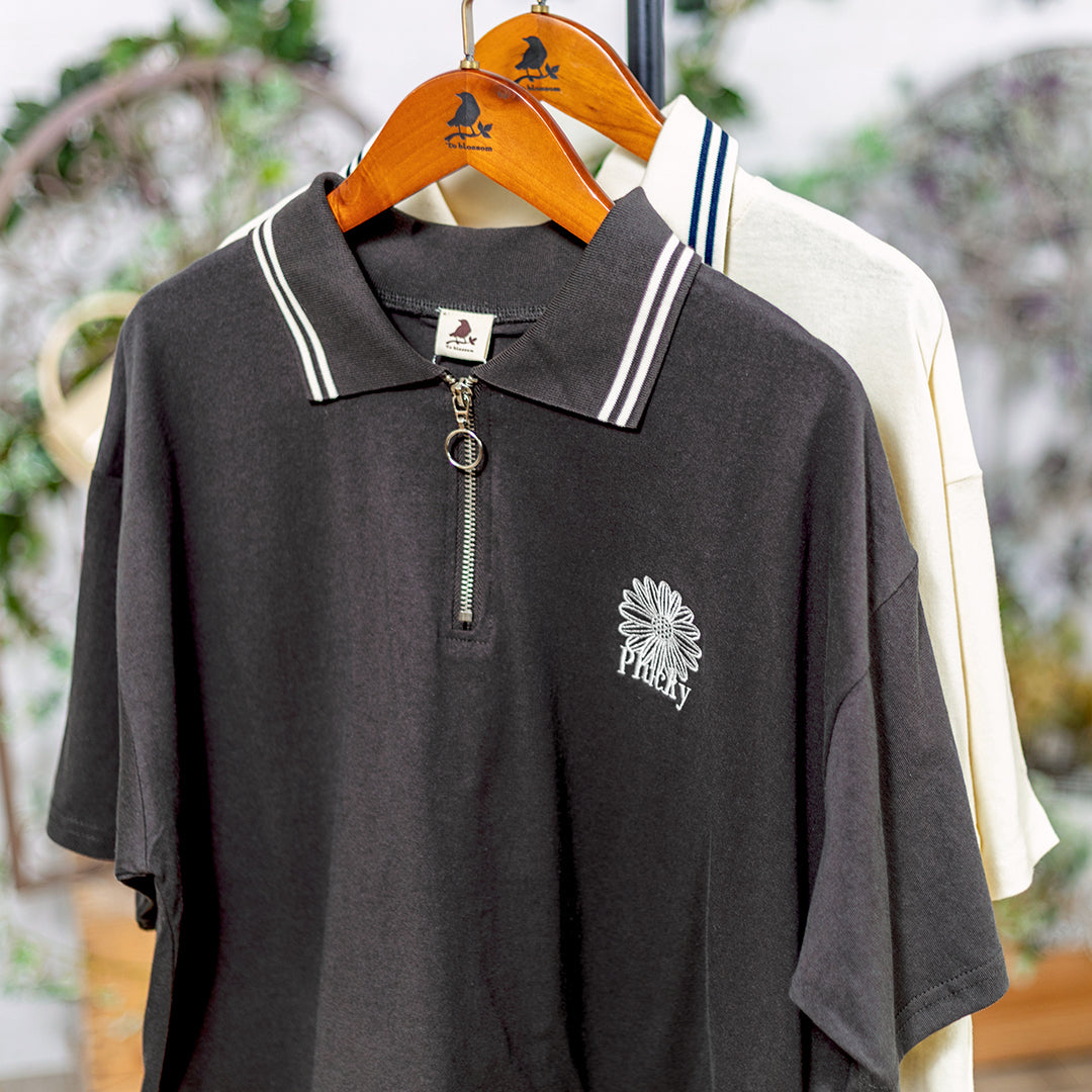 ワンポイントハーフZIPポロ シャツ