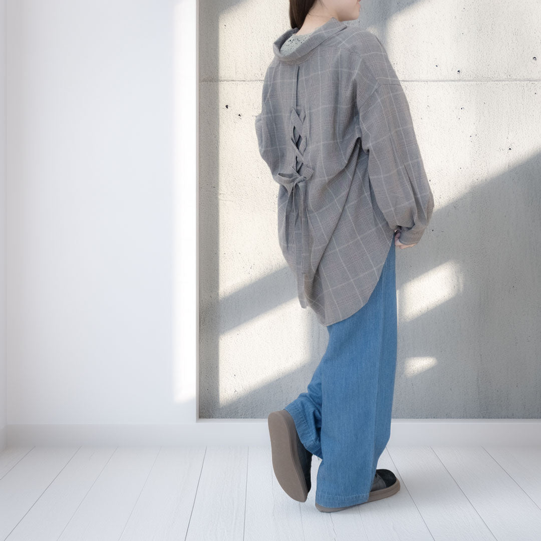 バックリボンタケノコブラウス