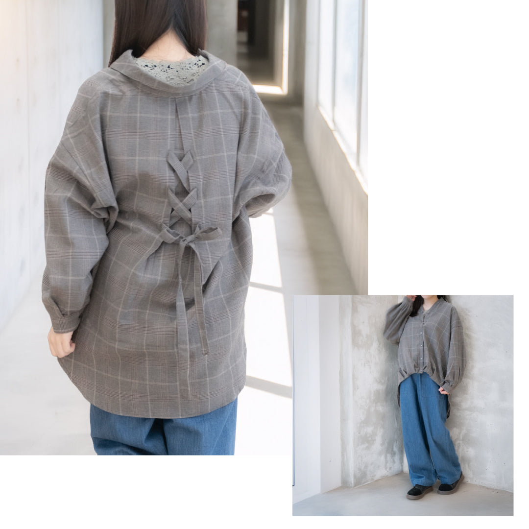 バックリボンタケノコブラウス