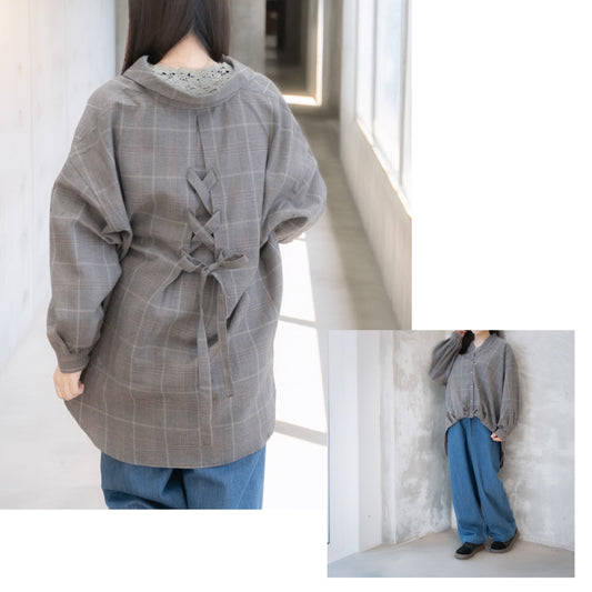 バックリボンタケノコブラウス