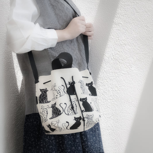 猫柄巾着バッグ