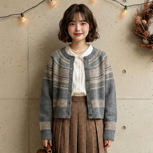 ジャガードクルーカーディガン