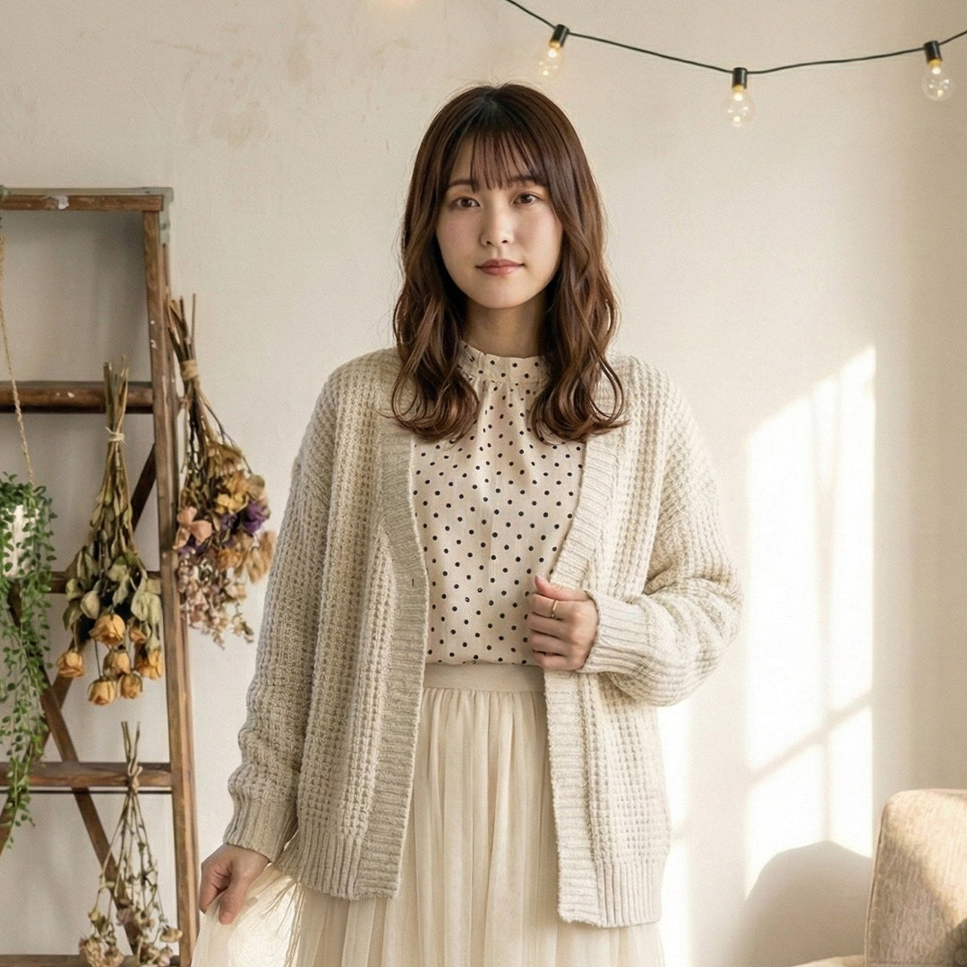 コールテンドットのフリルネック