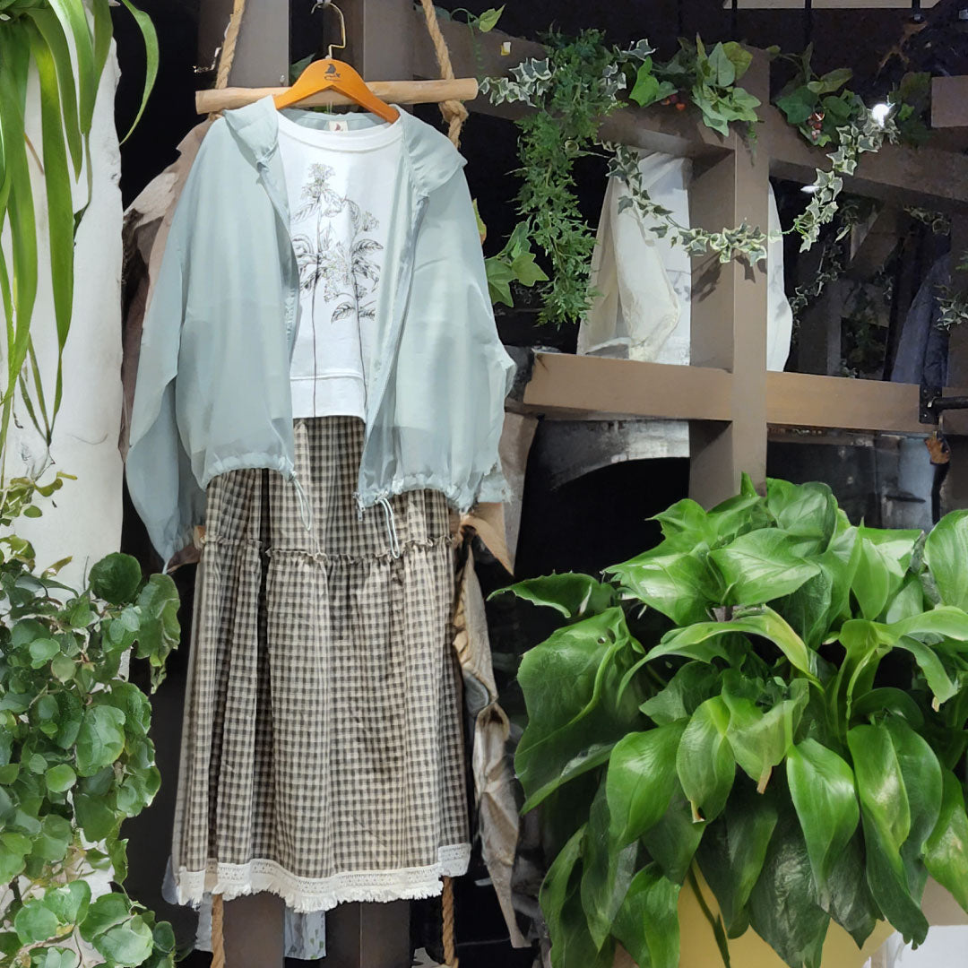 チェック裾レーススカート (10000595878020)