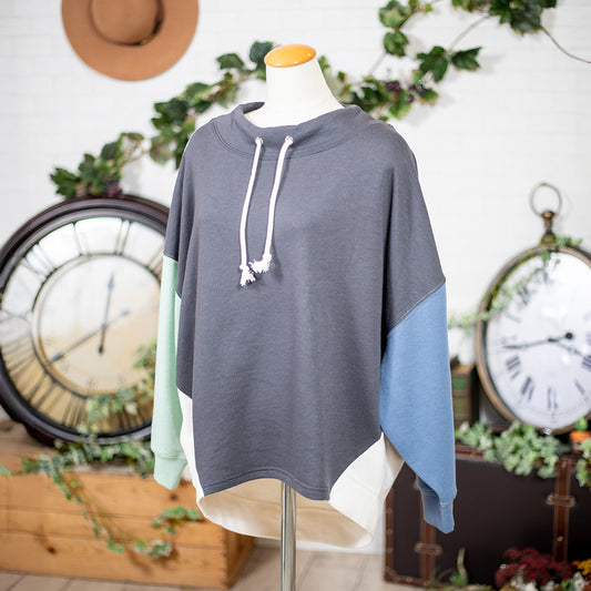 裏毛配色ルーズハイネック