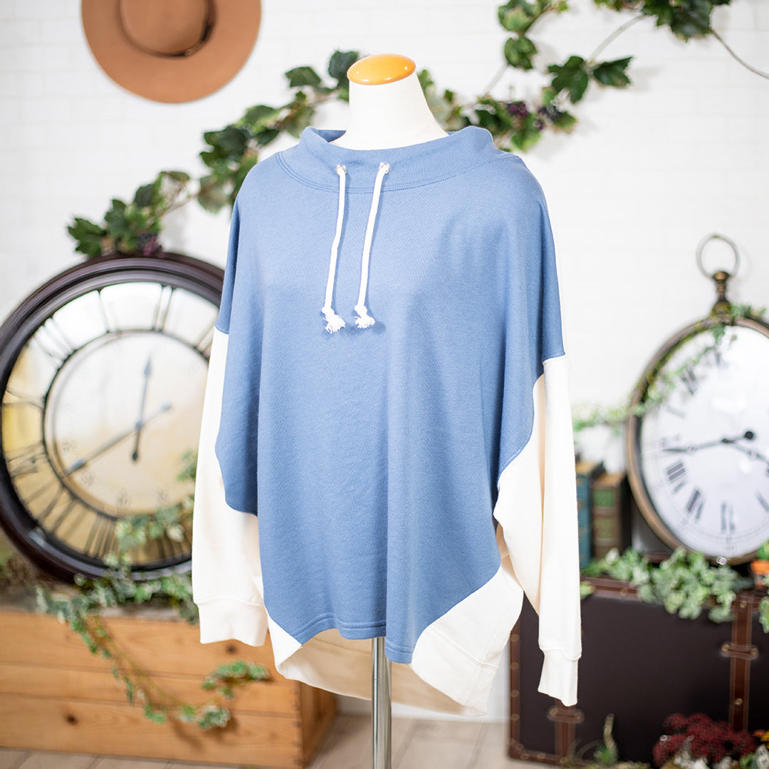 裏毛配色ルーズハイネック