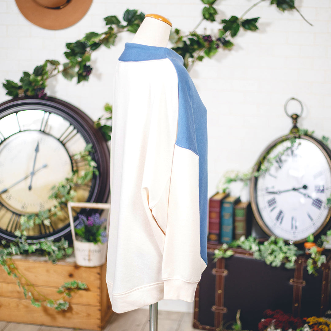 裏毛配色ルーズハイネック