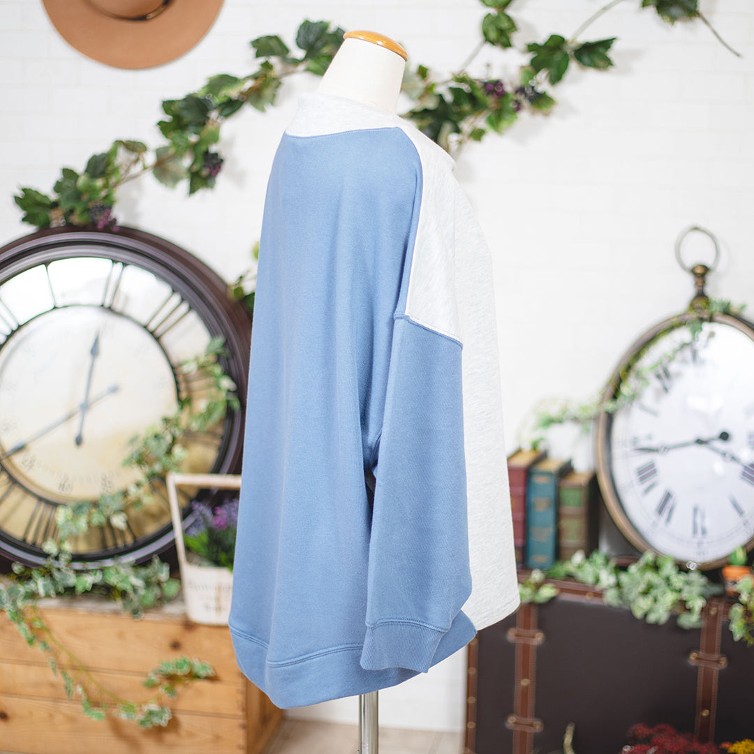 裏毛配色ルーズハイネック