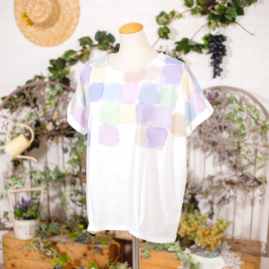 水彩ブロックタックTシャツ