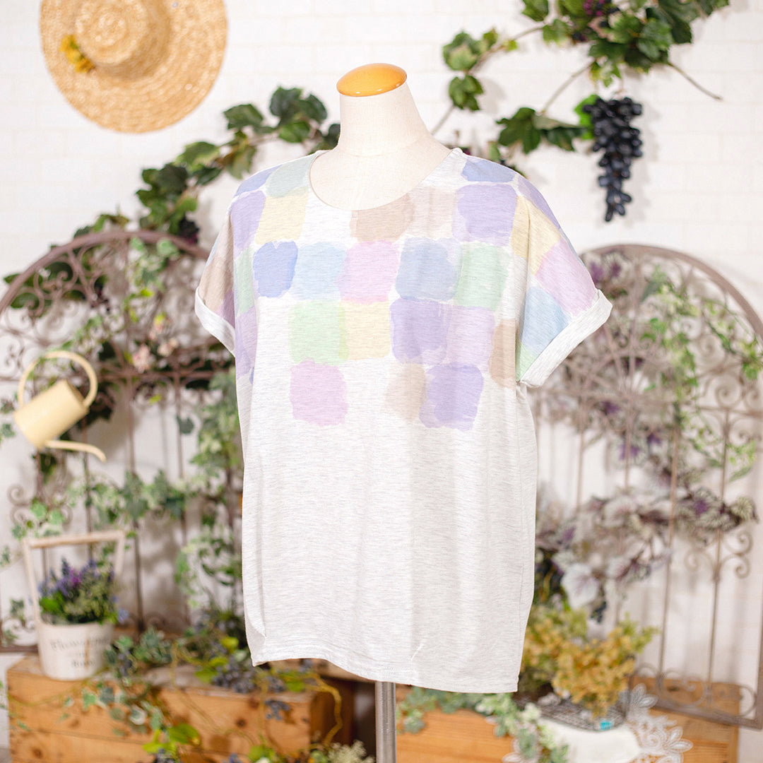 水彩ブロックタックTシャツ
