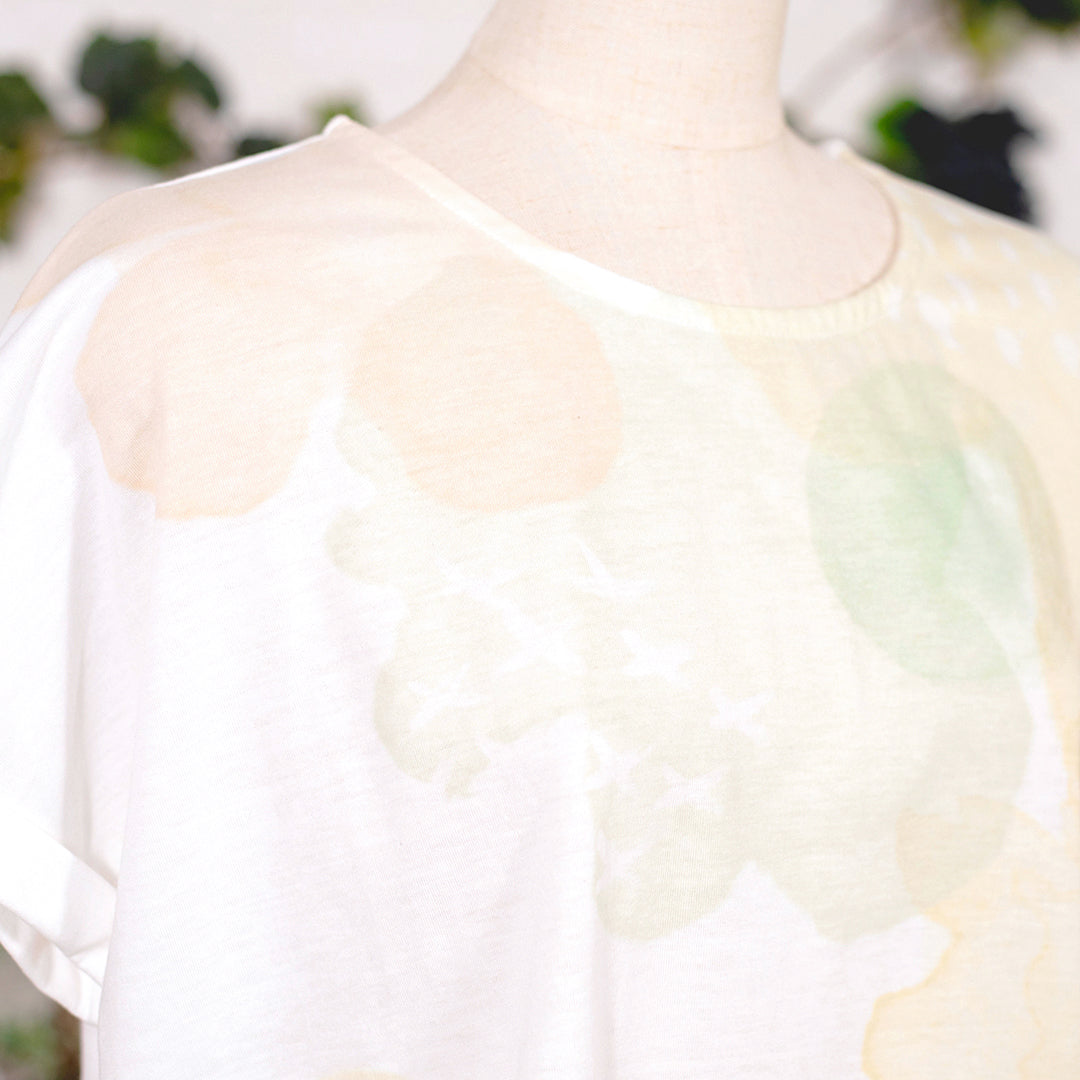 水彩ニュアンスフラワータックTシャツ