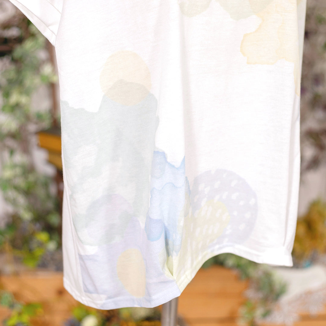水彩ニュアンスフラワータックTシャツ