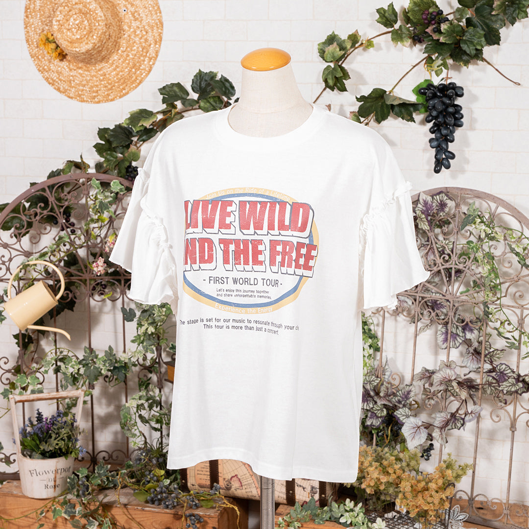Aライン袖フリルプリントプルオーバー　746_26133004TB