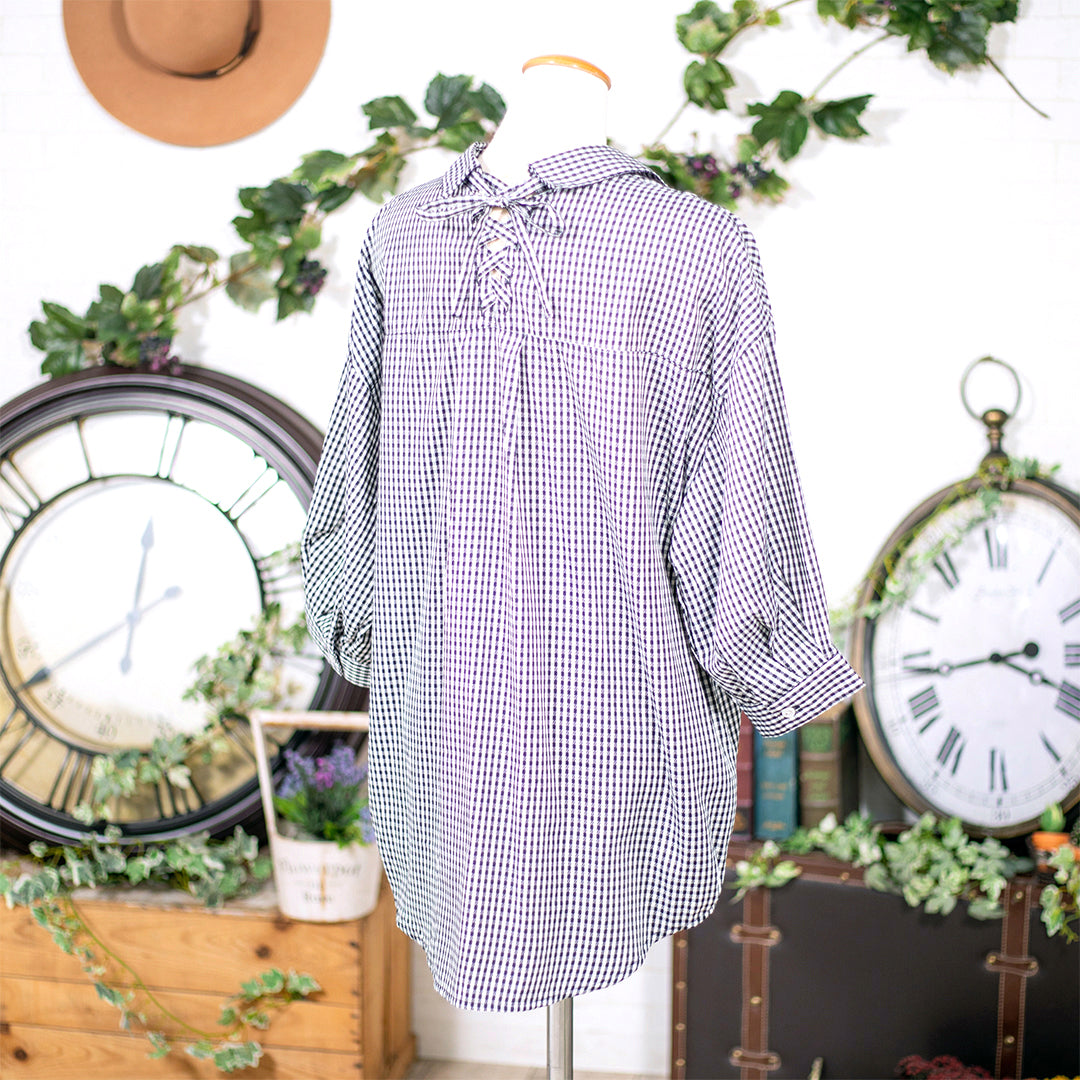 レースアップタケノコブラウス