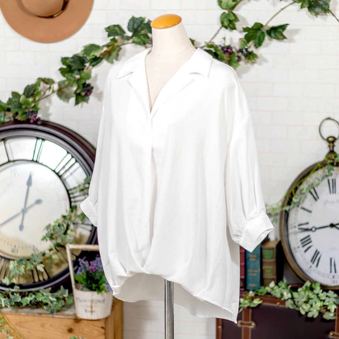 バックリボンタケノコ開襟ブラウス